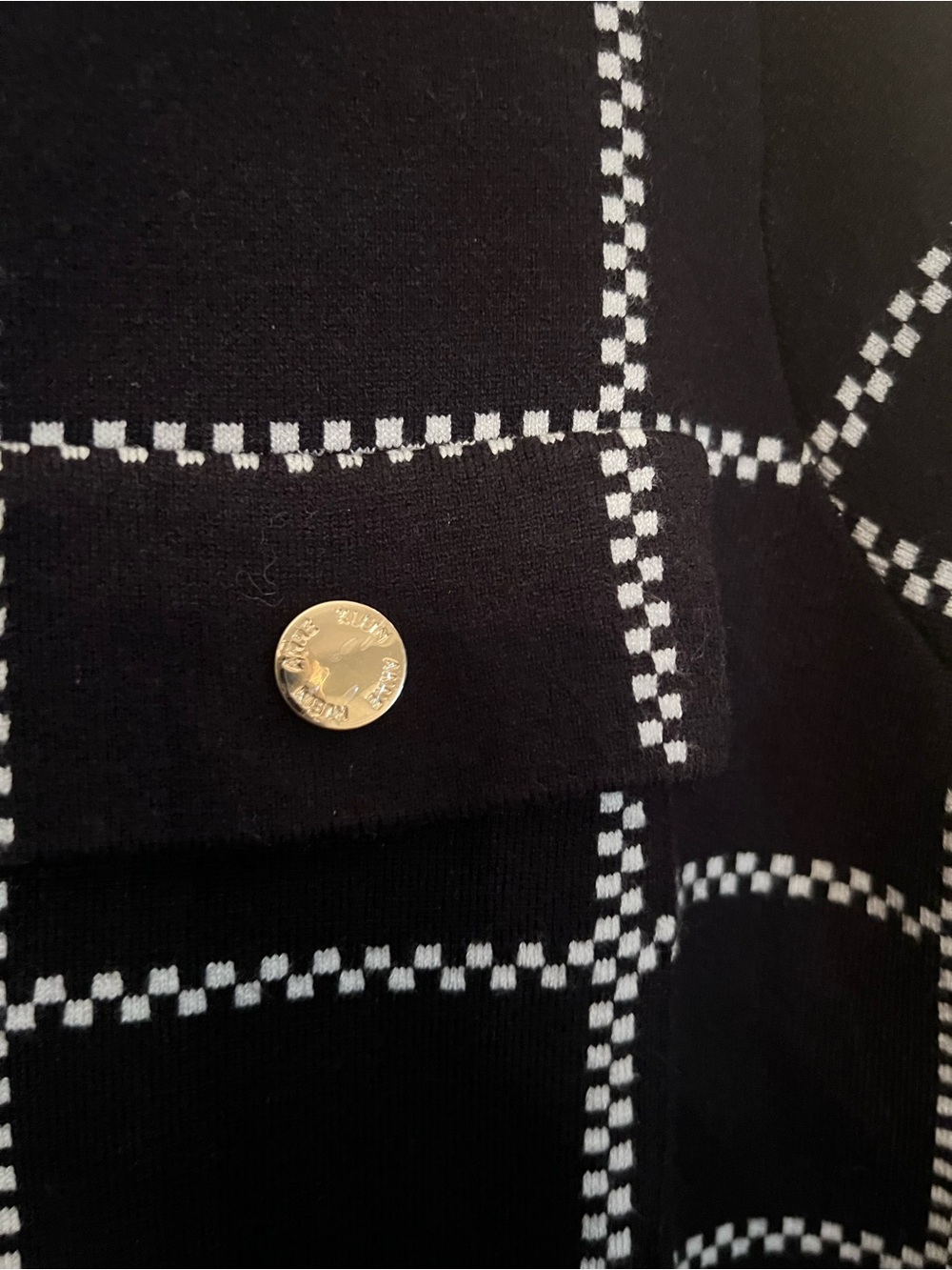 Anne Klein Black Windowpane Jacket with Gold Buttons - Picture 5 of 8
